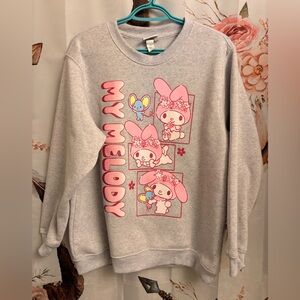 Gray My Melody Sweatshirt with Pink Graphics